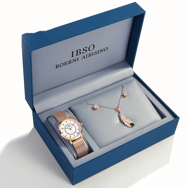 Ibso'S New Fashion Watch With Zircon Earrings Necklace Supports One Drop Shipping Amazon Aliexpress Hot Sale - Image 4