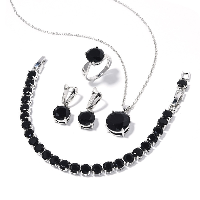 Geometric Round Earrings Ring Bracelet Necklace Ornament Suit - Image 9