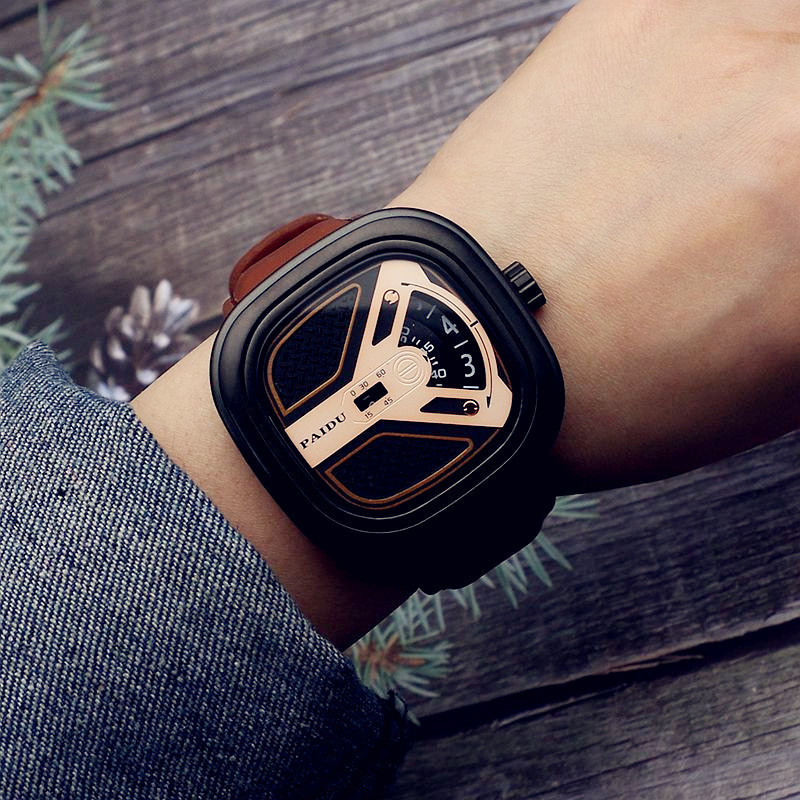 Men's Fashion Watch All Match Leather Belt Quartz Watch