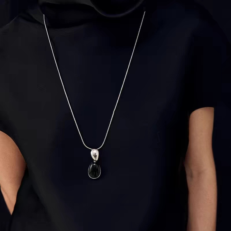 New Chinese Style Accessories Irregular Stitching Black Onyx Necklace Women - Image 9