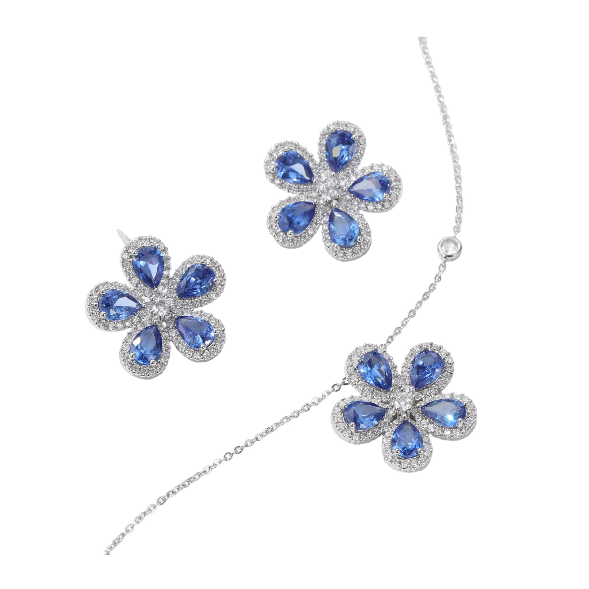 High-grade Jewelry Suit Micro Inlaid Zircon Sunflower Ear Stud Necklace A Set Of Elegant Jewelry - Image 2