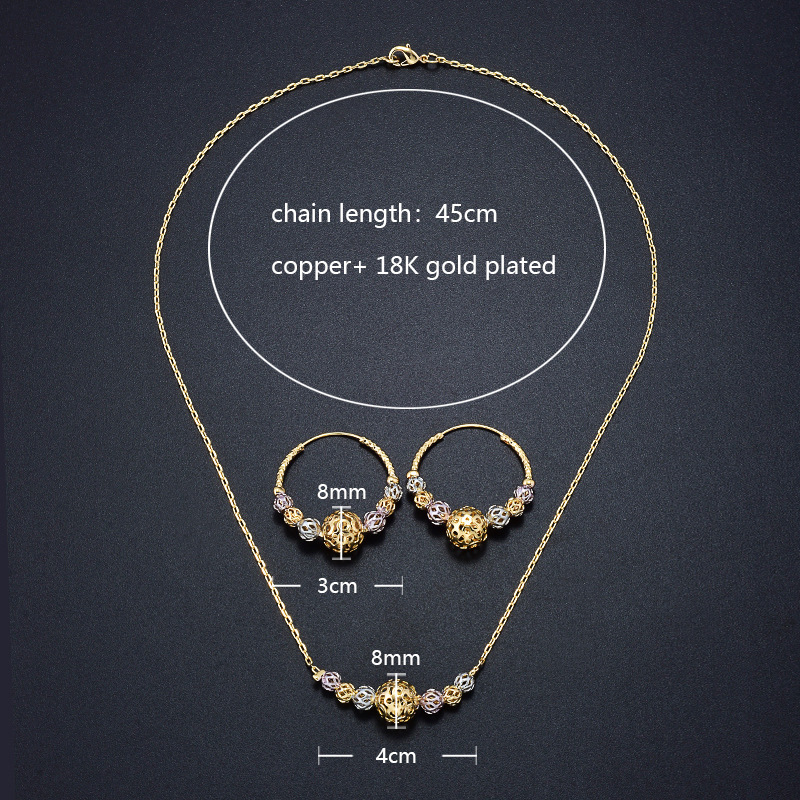 Multicolor Cutout Round Beads Necklace And Earrings Suite Necklace Jewelry - Image 4