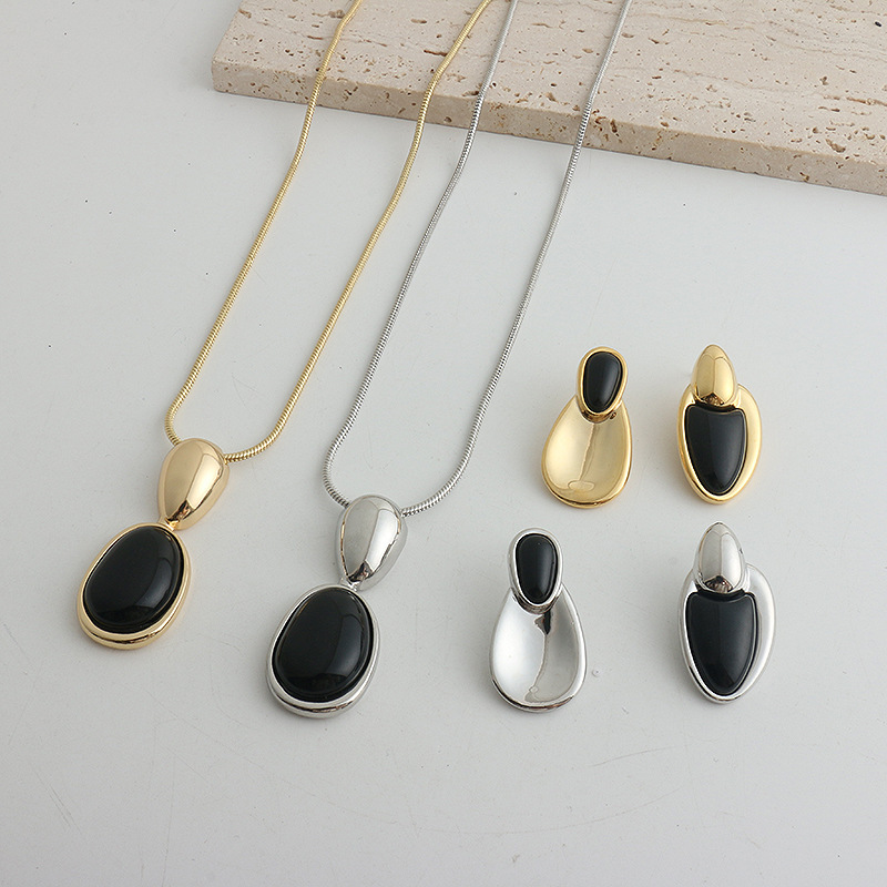 New Chinese Style Accessories Irregular Stitching Black Onyx Necklace Women