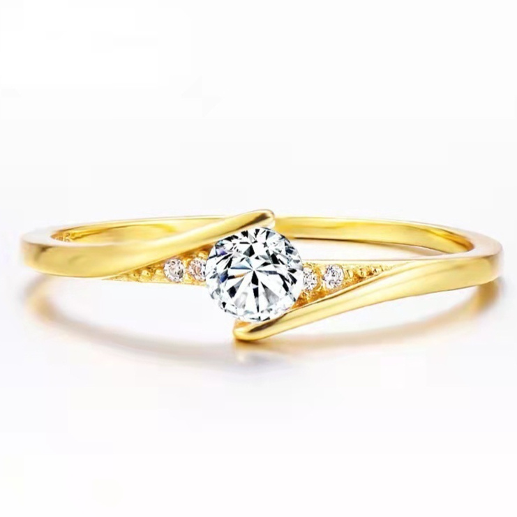 Mens Gold Alloy Round Engagement Ring