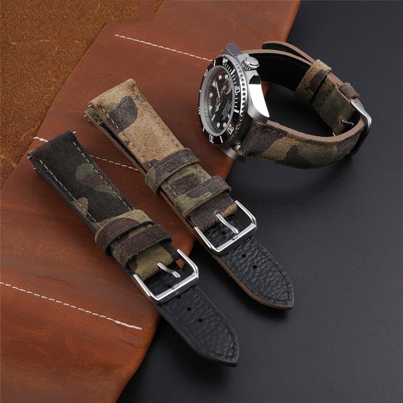 Creative And Versatile Camouflage Genuine Leather Watch Strap