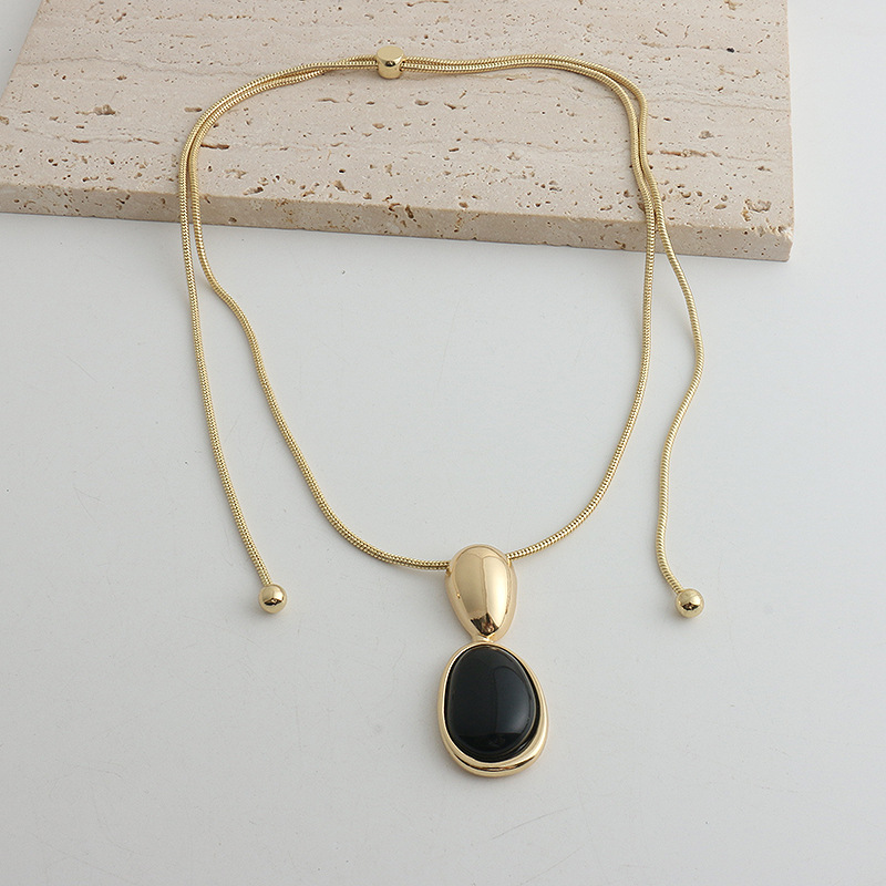 New Chinese Style Accessories Irregular Stitching Black Onyx Necklace Women - Image 8