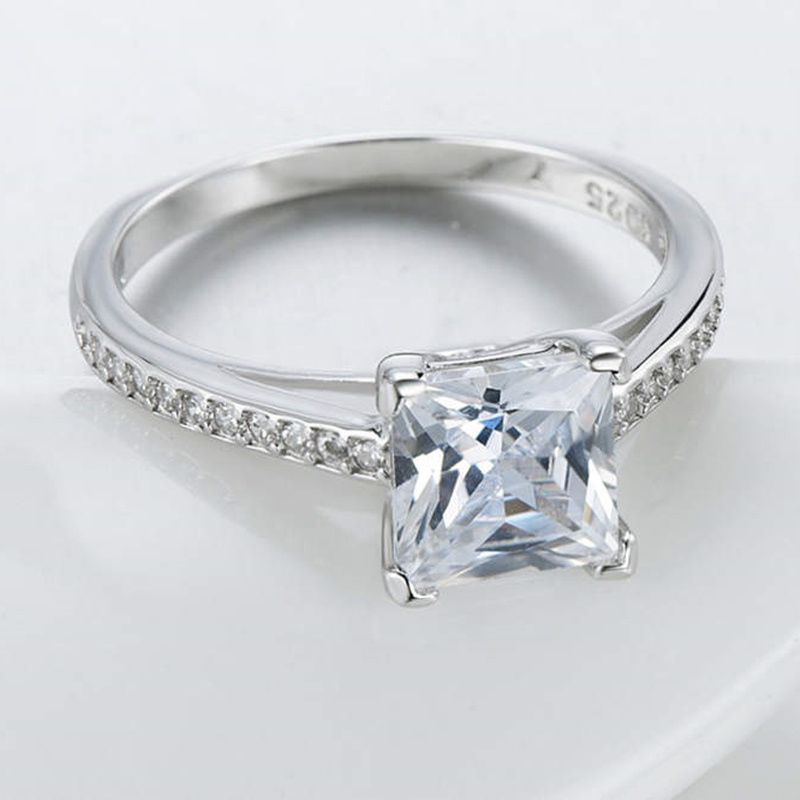 Classic Luxury Silver Plated Platinum Ring With Diamond Ring