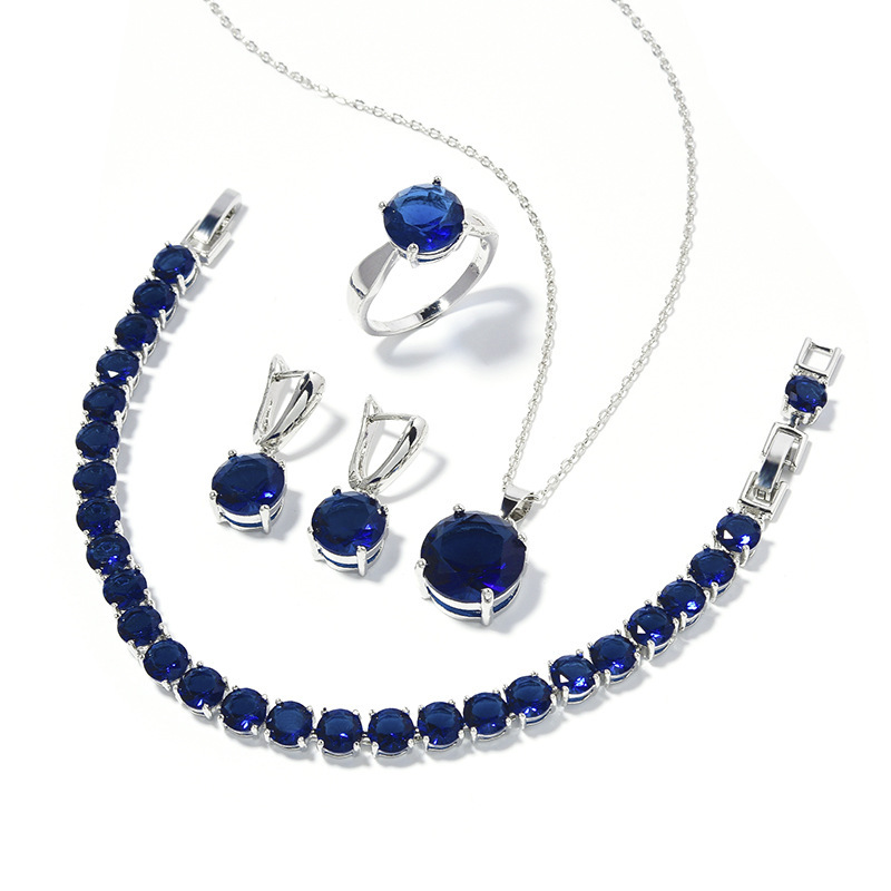 Geometric Round Earrings Ring Bracelet Necklace Ornament Suit - Image 8